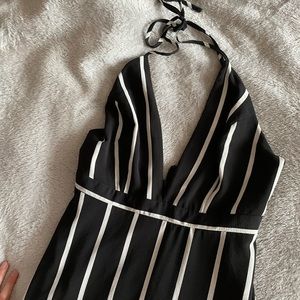 Vintage Striped Maxi Halter Dress in XS/S